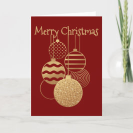 Christmas Bauble design with greeting red blank Kort