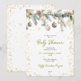 Christmas baubles baby shower invitation inbjudningar