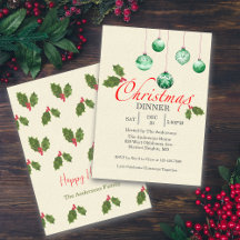 Christmas Baubles Customize Party Invitation