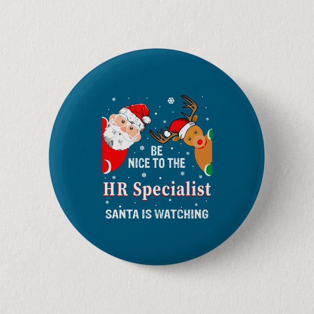Christmas Be Nice To The Hr Specialist Santa Long  Knapp (Framsida)