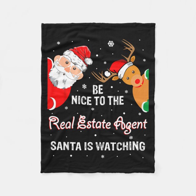 Christmas Be Nice To The Real Estate Agent Santa  Fleecefilt (Framsidan)