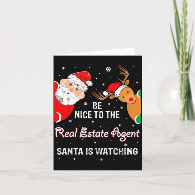 Christmas Be Nice To The Real Estate Agent Santa  Kort (Framsida)