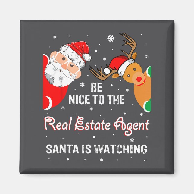 Christmas Be Nice To The Real Estate Agent Santa  Magnet (Framsidan)