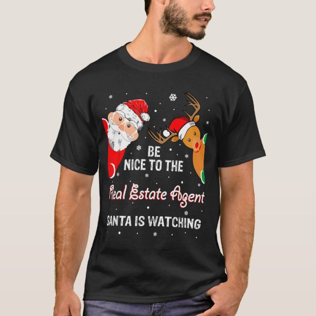 Christmas Be Nice To The Real Estate Agent Santa  T Shirt (Framsida)