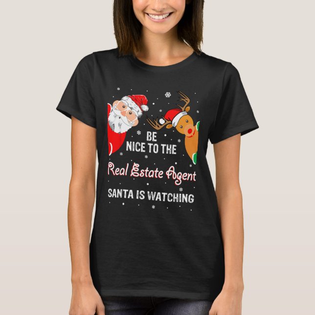 Christmas Be Nice To The Real Estate Agent Santa  T Shirt (Framsida)