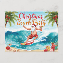 Christmas Beach Party – Tropical Santa Surfing  Inbjudan Vykort