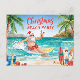 Christmas Beach Party – Tropical Santa Surfing  Inbjudan Vykort