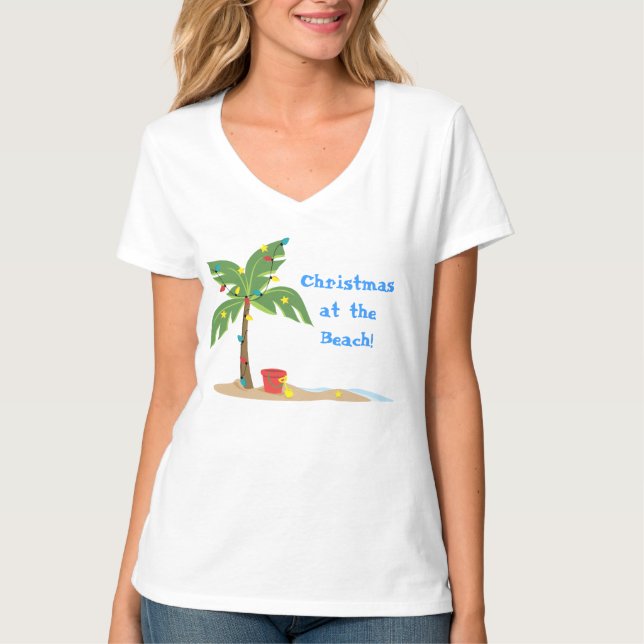 CHristmas Beach Scene Tee Shirt (Framsida)
