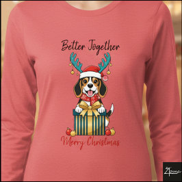 Christmas Beagle Reindeer Scarf Gift Graphic T Shirt