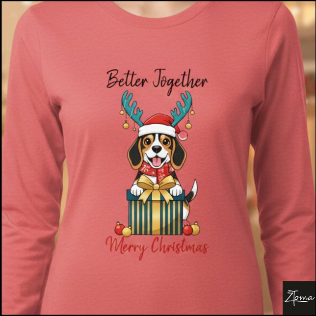 Christmas Beagle Reindeer Scarf Gift Graphic T Shirt (Skapare uppladdad)
