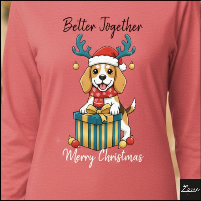 Christmas Beagle Reindeer Scarf Gift Graphic T Shirt (Skapare uppladdad)