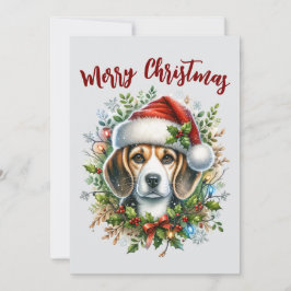 Christmas Beagle Rustic Christmas Farmhouse Style Julkort