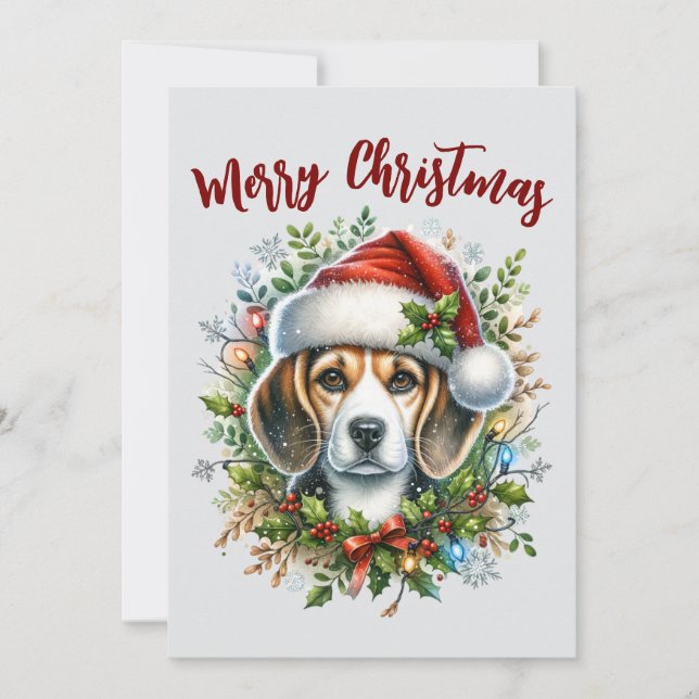 Christmas Beagle Rustic Christmas Farmhouse Style  Julkort (Framsida)