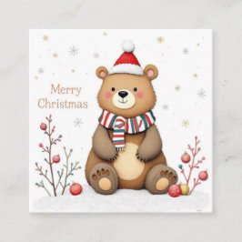 Christmas Bear Fyrkantigt Visitkort