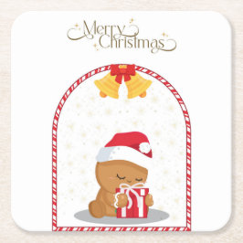 Christmas Bear Gift Coaster Underlägg Papper Kvadrat