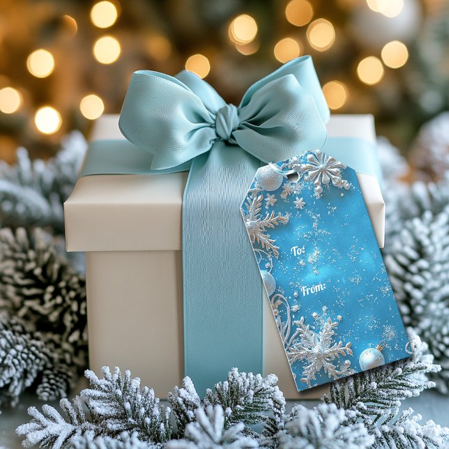 Christmas Beautiful Glitter Snowflakes Ornaments Presentetikett (Skapare uppladdad)