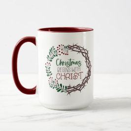 CHRISTMAS BEGINERAR MED CHRIST Scripture WAN Red Mugg
