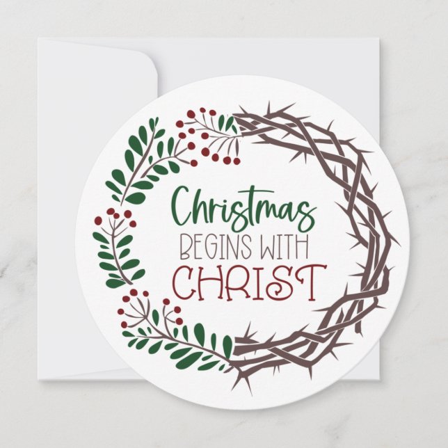 CHRISTMAS BEGINERAR MED KRISTS, kristlig, minimali Julkort (Framsida)