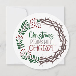 CHRISTMAS BEGINERAR MED KRISTS, kristlig, minimali Julkort