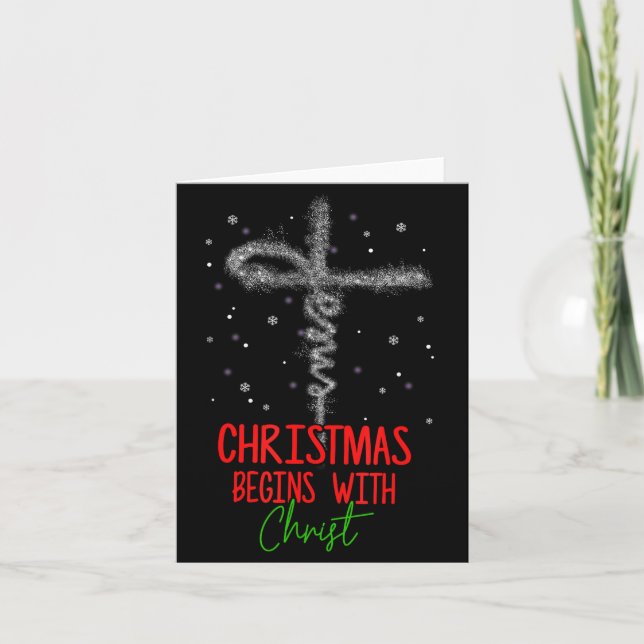 Christmas Begins With Christ Cross Christian Relig Kort (Framsida)
