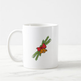 Christmas Bell Print with Pine & red bow wall art Kaffemugg
