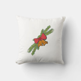 Christmas Bell Print with Pine & red bow wall art Kudde