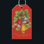 Christmas Bells on Red Gift Tags Presentetikett<br><div class="desc">Christmas gift tags with brightly colored Christmas Bells in red,  blue,  and gold on holly and berries.</div>