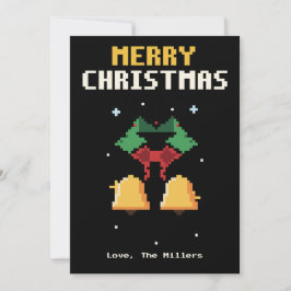 Christmas Bells Pixel Art Christmas Card Julkort