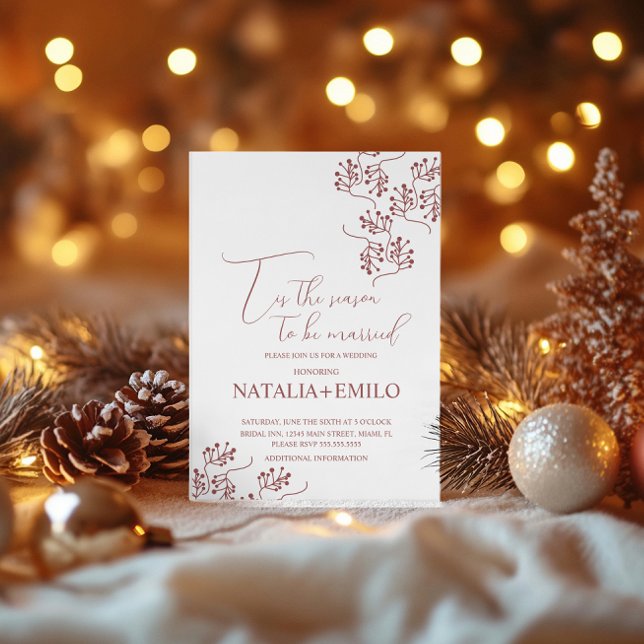 Christmas Berries Elegant Holiday Wedding  Inbjudningar (Skapare uppladdad)