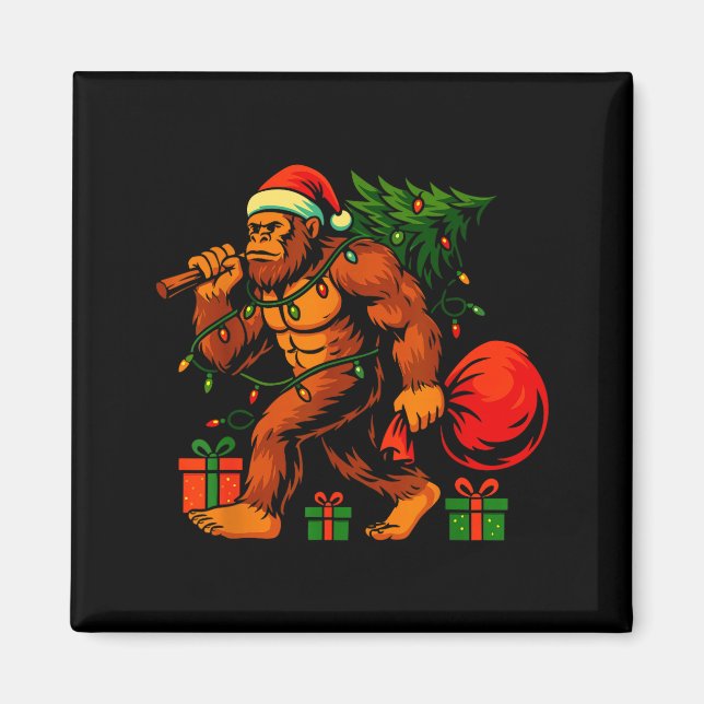 Christmas Bigfoot Costume Men Boy Sasquatch Xmas T Magnet (Framsidan)
