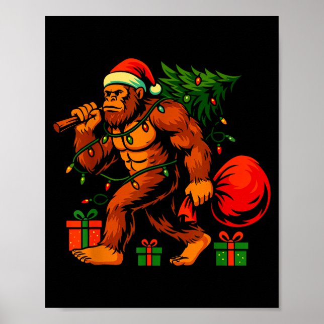 Christmas Bigfoot Costume Men Boy Sasquatch Xmas T Poster (Framsidan)
