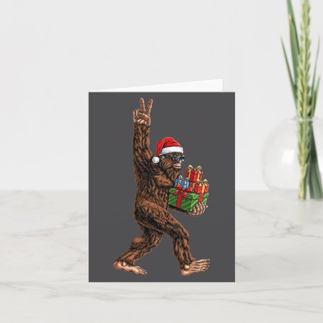 Christmas Bigfoot Santa Hat Funny Sasquatch Big Fo Kort (Framsida)