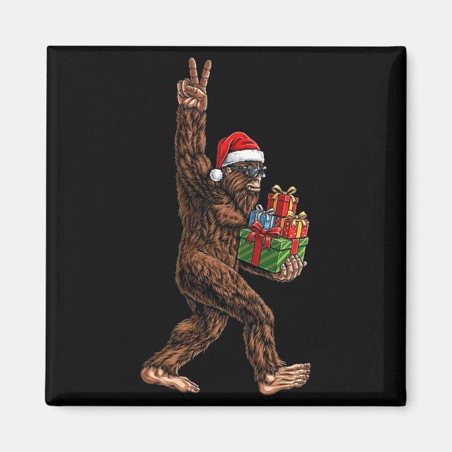 Christmas Bigfoot Santa Hat Funny Sasquatch Big Fo Magnet (Framsidan)