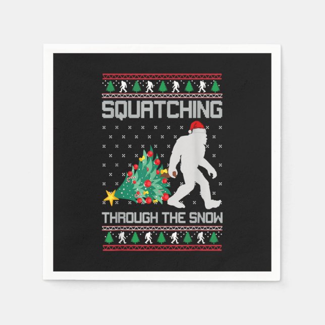 Christmas Bigfoot Squatching Through The Snow Pappersservett (Framsidan)