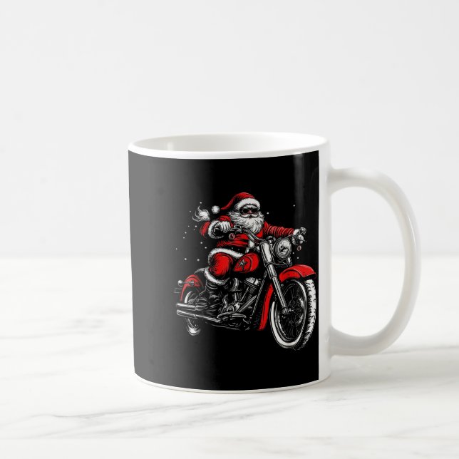 Christmas Biker Santa Claus Funny Motorcycle Motor Kaffemugg (Höger)