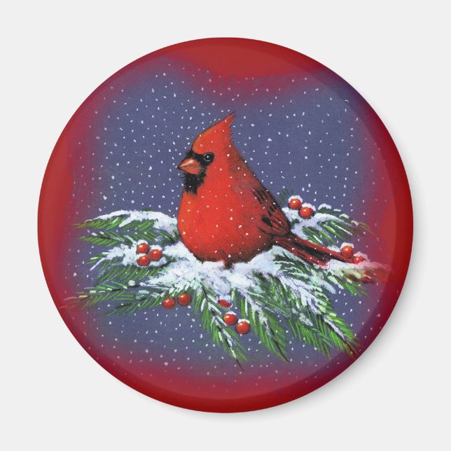 CHRISTMAS BIRD: CARDINAL: ART MAGNET (Framsidan)
