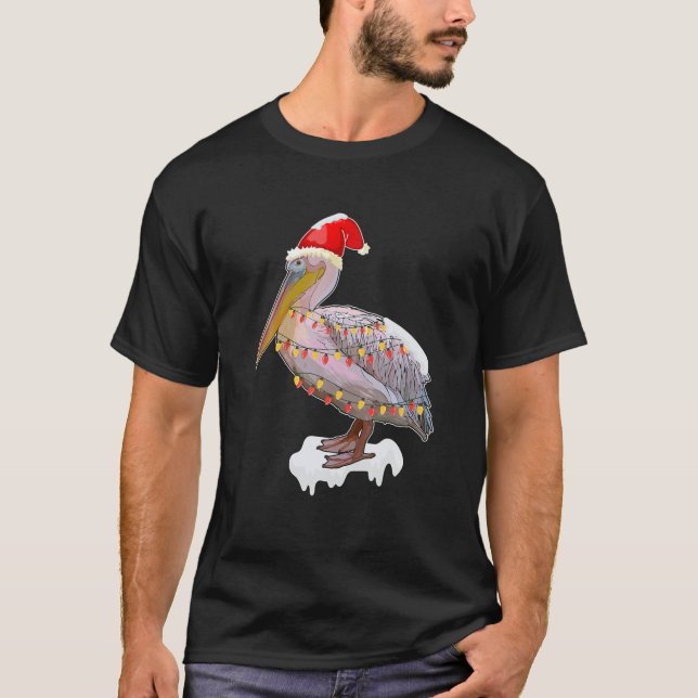 Christmas Bird Pelican Santa Hat Costume Bird Love T Shirt (Framsida)
