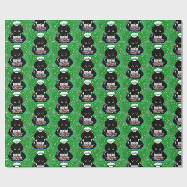 Christmas Black Cat Art Painting Presentpapper (Platt)