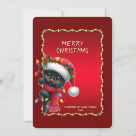 Christmas Black Cat Holiday Card Julkort