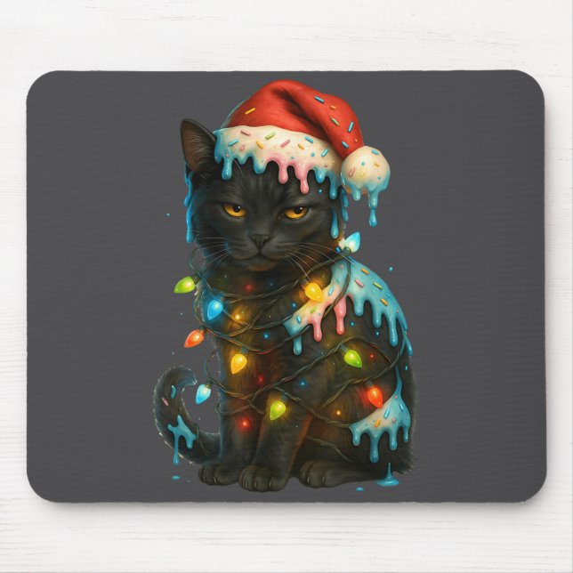 Christmas Black Cat Ice Cream Drip Santa Hat Cute  Musmatta (Framsidan)