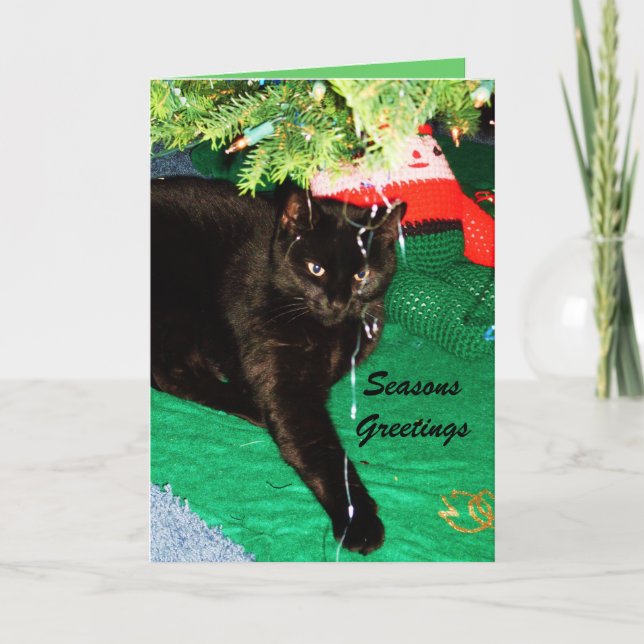 CHRISTMAS BLACK CAT-kort Helgkort (Framsida)