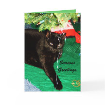 CHRISTMAS BLACK CAT-kort