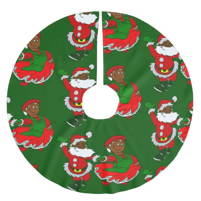 Christmas black jultomten fru julgransmatta borstad polyester (Framsidan)