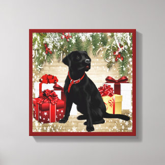 CHRISTMAS BLACK LABRADOR CANVASTRYCK