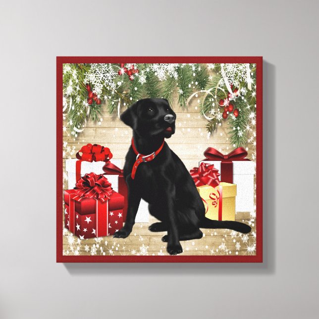 CHRISTMAS BLACK LABRADOR CANVASTRYCK (Framsida)