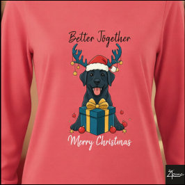 Christmas Black Labrador Gift Graphic Reindeer T Shirt