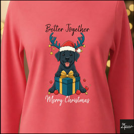 Christmas Black Labrador Gift Graphic Reindeer T Shirt