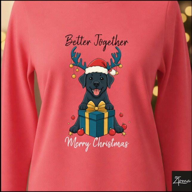 Christmas Black Labrador Gift Graphic Reindeer T Shirt (Skapare uppladdad)