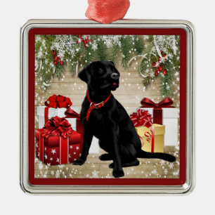 CHRISTMAS BLACK LABRADOR JULGRANSPRYDNAD METALL