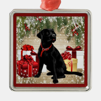 CHRISTMAS BLACK LABRADOR JULGRANSPRYDNAD METALL